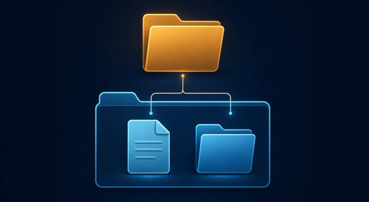 Concept diagram showing an appmanifest document beside an installed game folder inside a Steam library hierarchy